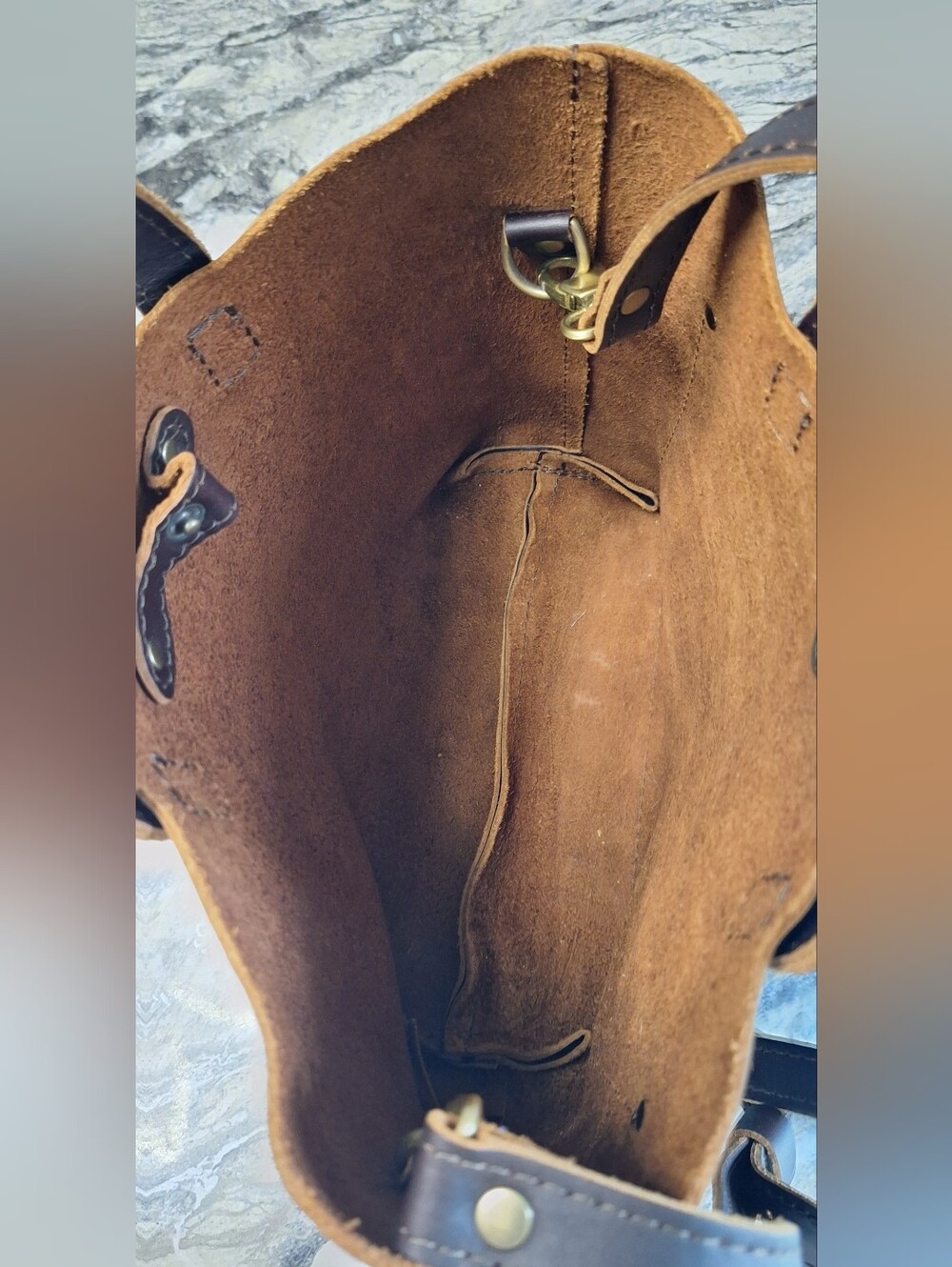 Portland Leather  Mini Crossbody Tote, EUC, GRIZZLY - Picture 6 of 9